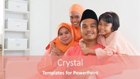 Presentation with raya - Theme featuring happy-malay-family-portrait background and a coral colored foreground
