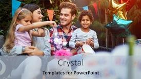  Presentation with kids birthday - PPT layouts consisting of happy-male-and-female background and a light blue colored foreground