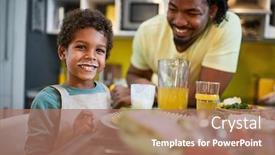  Presentation with father - Presentation theme featuring happy-male-child-with-father background and a coral colored foreground