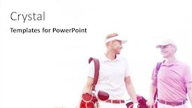  Presentation with clear - Amazing presentation design having happy male golfers communicating against clear sky backdrop and a white colored foreground