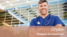  Presentation with healthcare - Audience pleasing presentation theme consisting of happy male healthcare worker smiling backdrop and a coral colored foreground
