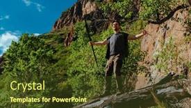  Presentation with trekking - Theme with happy-male-hiker-standing and a  colored foreground