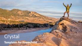  Presentation with boating - Colorful PPT layouts enhanced with happy-male-hiker backdrop and a coral colored foreground