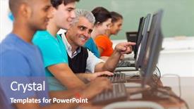  Presentation with senior high school - Beautiful theme featuring happy male senior teacher helping backdrop and a coral colored foreground