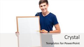  Presentation with student discount - Presentation design enhanced with happy male student pointing background and a white colored foreground