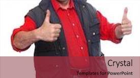 Presentation with worker - Amazing presentation theme having happy male worker showing thumbs up backdrop and a red colored foreground