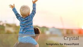  Presentation with rural - Theme enhanced with happy man and his child having fun outdoors family lifestyle rural scene of father and son in sunset sunlight background and a coral colored foreground