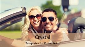  Presentation with self driving - Slide set having happy man and woman driving background and a coral colored foreground