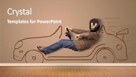  Presentation with driving - Slides having happy-man-driving-an-hand background and a coral colored foreground