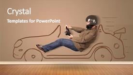  Presentation with driving - Slide deck consisting of happy-man-driving-an-hand background and a coral colored foreground