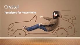  Presentation with driving - PPT theme featuring happy-man-driving-an-hand background and a coral colored foreground