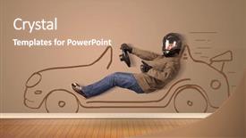  Presentation with driving - Slide deck enhanced with happy-man-driving-an-hand background and a coral colored foreground