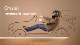  Presentation with driving - Presentation theme consisting of happy-man-driving-an-hand background and a coral colored foreground