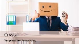  Presentation with recognition - Beautiful PPT layouts featuring happy man employee with box backdrop and a soft green colored foreground