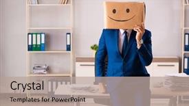  Presentation with box - Amazing theme having happy man employee with box backdrop and a mint green colored foreground