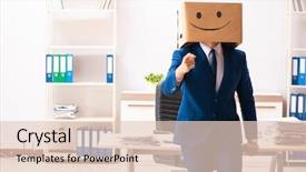  Presentation with recognition - Slide deck enhanced with happy man employee with box background and a lemonade colored foreground