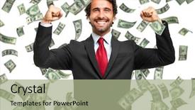  Presentation with rain - Audience pleasing slide set consisting of enjoying the rain of money backdrop and a mint green colored foreground