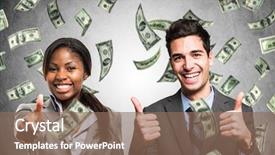  Presentation with rain - Audience pleasing presentation theme consisting of lucky lottery - happy man enjoying the rain backdrop and a coral colored foreground