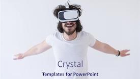  Presentation with experience - Cool new presentation theme with happy-man-getting-experience-using backdrop and a sky blue colored foreground