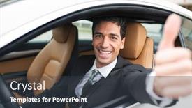  Presentation with giving - Amazing presentation design having happy-man-giving-thumbs-up backdrop and a dark gray colored foreground