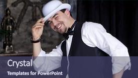  Presentation with hat - Audience pleasing presentation consisting of condom - happy man in a white backdrop and a ocean colored foreground