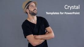  Presentation with black-man - Presentation design featuring black t-shirt and fedora background and a gray colored foreground