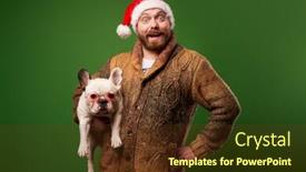  Presentation with hat - Amazing slide deck having happy-man-in-santa-hat backdrop and a tawny brown colored foreground