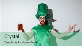  Presentation with man looking up happy - Colorful presentation enhanced with happy man in st patriks backdrop and a seafoam green colored foreground