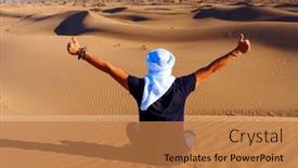  Presentation with sahara - Presentation design enhanced with happy-man-in-the-sahara background and a coral colored foreground