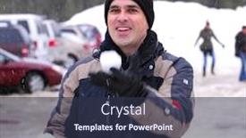  Presentation with juggling - Slides having happy man juggling snowballs in winter park background and a tawny brown colored foreground