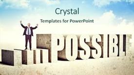  Presentation with concrete - Beautiful PPT theme featuring happy man on impossible concrete backdrop and a cool aqua colored foreground