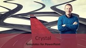  Presentation with red carpet - Cool new PPT theme with happy-man-on-red-carpet backdrop and a tawny brown colored foreground