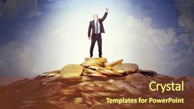  Presentation with euro - Presentation design having happy man on top od background and a tawny brown colored foreground