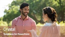  Presentation with engagement - Presentation theme consisting of happy man putting engagement ring background and a  colored foreground