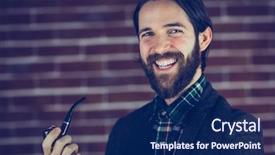  Presentation with pipe - Audience pleasing slide set consisting of happy man smoking pipe backdrop and a  colored foreground