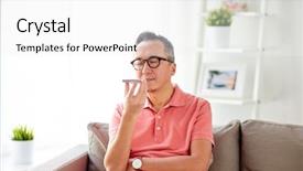  Presentation with communication - Amazing presentation having happy man using voice command backdrop and a white colored foreground