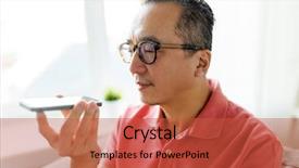  Presentation with recorder - Presentation design featuring happy man using voice command background and a red colored foreground