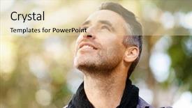  Presentation with tourist - Presentation theme consisting of happy man vacation - male tourist in city background and a  colored foreground