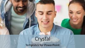  Presentation with corporate celebration - PPT theme consisting of happy man with birthday background and a light blue colored foreground