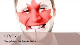 Presentation with canada flag - Slide deck enhanced with happy man with canada flag background and a soft green colored foreground