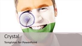  Presentation with india flag - PPT layouts with happy man with india flag background and a  colored foreground