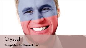  Presentation with flag - Colorful PPT theme enhanced with happy man with lichtenstein flag backdrop and a  colored foreground