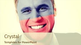  Presentation with italian flag painted - PPT theme having happy man with lichtenstein flag background and a  colored foreground