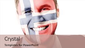  Presentation with norway - Beautiful PPT theme featuring happy man with norway flag backdrop and a coral colored foreground