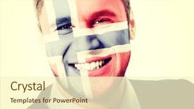  Presentation with norway - Cool new slide deck with happy man with norway flag backdrop and a  colored foreground