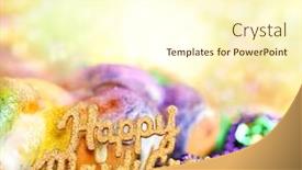  Presentation with purple gold - Audience pleasing slides consisting of happy-mardi-gras-text backdrop and a cream colored foreground