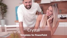  Presentation with married couple - Beautiful slide deck featuring happy married couple chatting with their friends online backdrop and a coral colored foreground