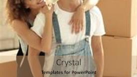  Presentation with married couple - Colorful PPT layouts enhanced with happy married couple examines a new apartment backdrop and a coral colored foreground