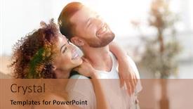  Presentation with married - Amazing slides having happy married couple examines a new apartment backdrop and a red colored foreground