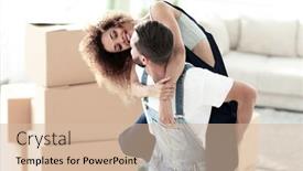  Presentation with married couple - Presentation featuring happy married couple in his new apartment background and a lemonade colored foreground